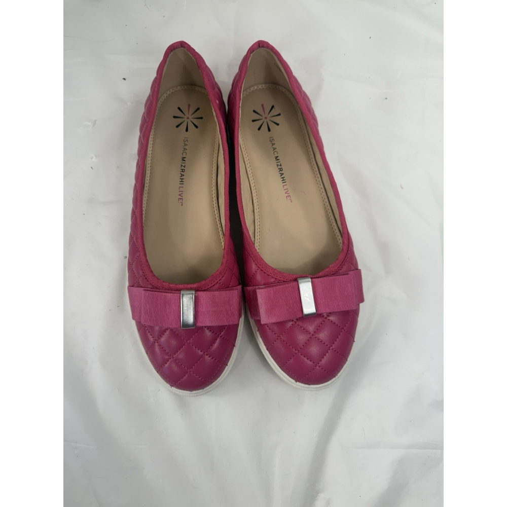 Isaac Mizrahi Live Kaitlyn Quilted Leather Flats Size 8.5 Pink Shoes - Picture 2 of 15